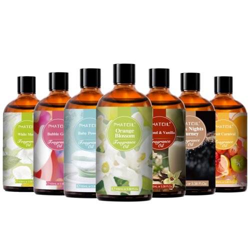 Image of Pure Natural Aromatherapy Fragrance Oil Blend – White Musk, Orange Blossom, Bubble Gum, Baby Powder & Coffee Scent – 100ml with Dropper