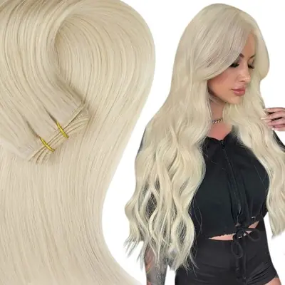 Image de Extensions Cheveux Humains Blond Ombré 100g - Trame Double Soie