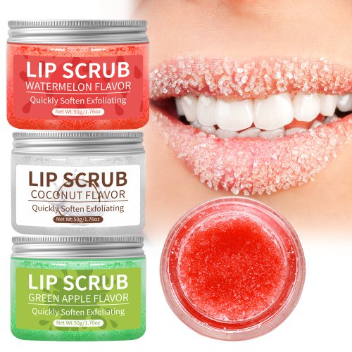 Imagen de Exfoliante de labios de coco, manzana verde, sandía, exfoliante, limpieza profunda, hidratante, regalo femenino, cuidado hidratante