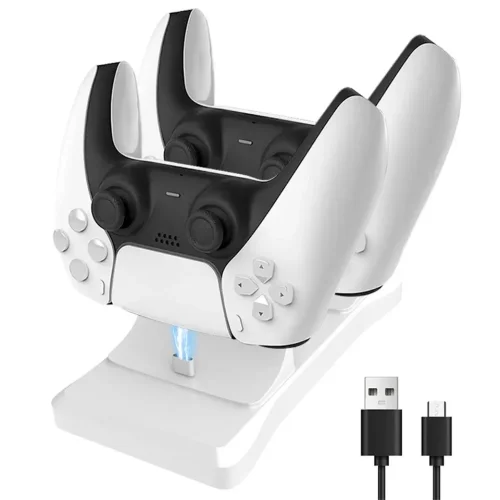 Imagen de Soporte de Carga Dual para Controladores PlayStation 5 con Adaptador de Corriente y Carga Rápida 5V 1.2A