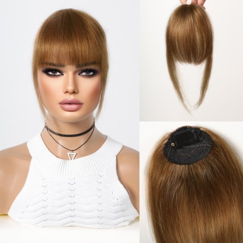 Image de Frange à clipser naturelle - Cheveux humains brun foncé