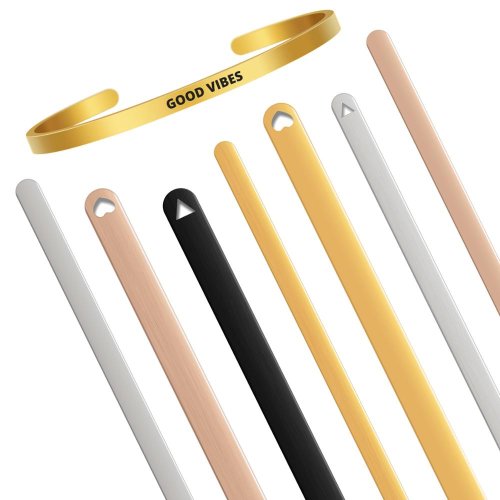 Imagen de Brazalete de Acero Inoxidable 304 con Dije en Blanco para Grabado Láser - Pulsera de Varilla Lisa DIY para Crear Joyas Personalizadas