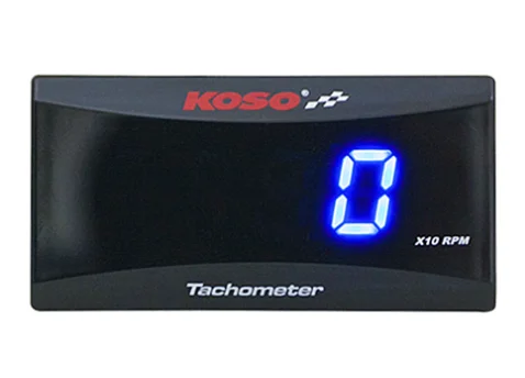 Image of KOSO Mini Digital Tachometer with LCD Display, RPM and Hour Meter for Motorcycles – Compact Square Gauge with Mounting Bracket