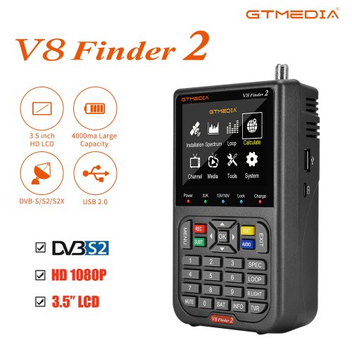 Immagine di Rilevatore di Segnale Satellitare GTMedia V8 Finder2 con Schermo LCD per DVB-S/S2/S2X - Ricevitore Digitale FTA per Regolazione del Piatto TV Satellitare