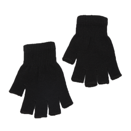 Immagine di Guanti da Polso Invernali Senza Dita in Maglia Elastica - Nero, Caldi e Comodi per Uomo e Donna, Ideali per Ciclismo e Attività All'Aperto