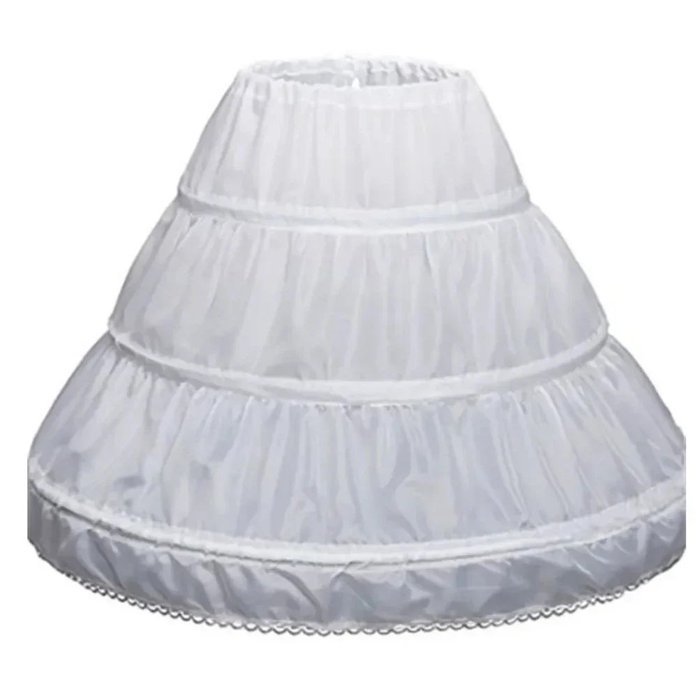 Bild von Hochwertiger weißer 3-Reifen-Petticoat in A-Linie, Krinoline-Unterrock für Ballkleid, Blumenmädchenkleid