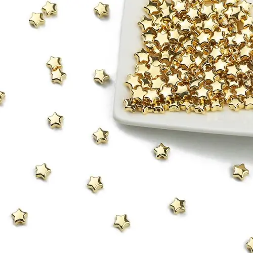 Image de Perles Étoiles Or & Argent 6mm - Création de Bijoux DIY