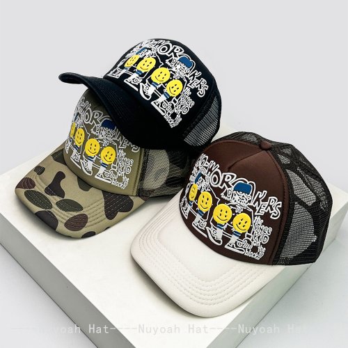 Immagine di Cappello da Baseball Unisex con Stampa 3D a Forma di Faccia Sorridente, Design Color Block, Traspirante e Versatile per Hip Hop e Sport