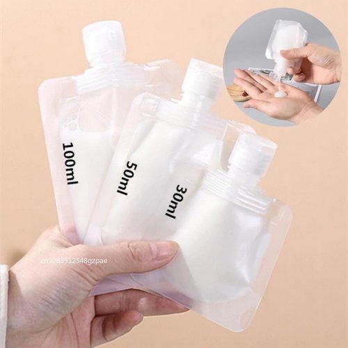 Imagen de Bolsa Dispensadora de Loción Reutilizable 30-100ml – Ideal para Viajes y Almacenamiento de Cosméticos Líquidos con Cierre A Prueba de Fugas