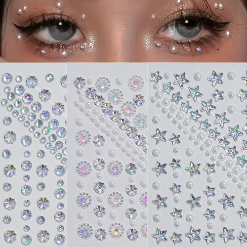 Bild von 3D Aurora Kristall-Tattoo Aufkleber – Glitzernde Body Art für Festivals & Events