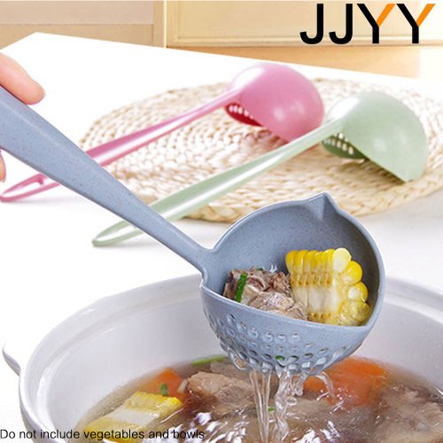 Imagen de JJYY-cuchara de cocina 2 en 1, colador de plástico de mango largo, filtro, vajilla, olla caliente