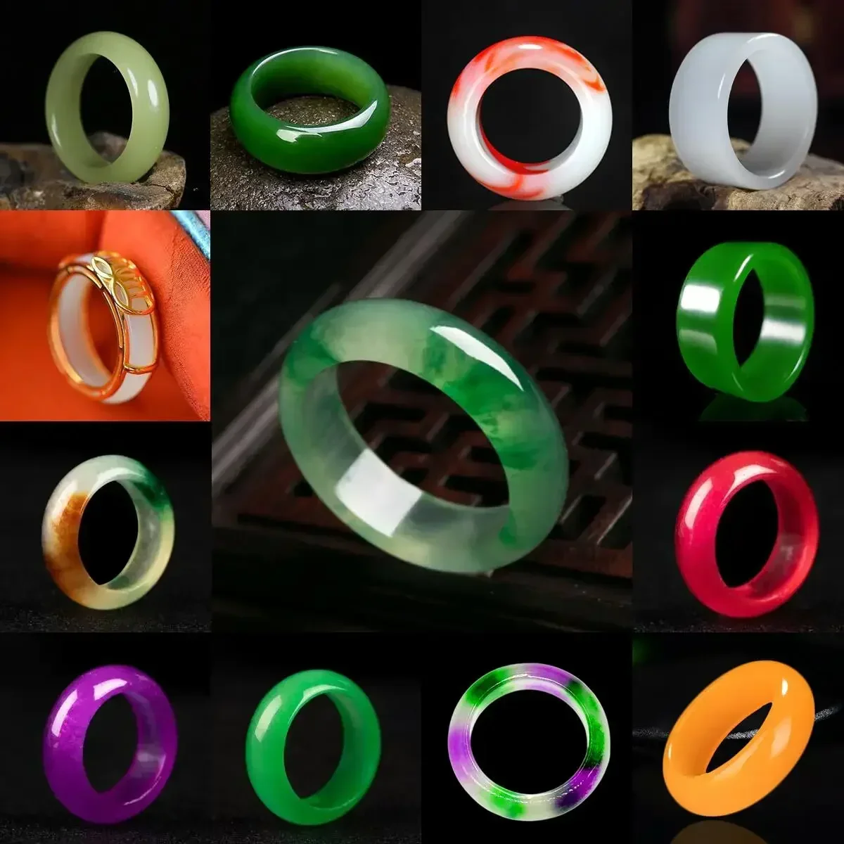 Bild von Natürlicher grüner Hetian Jade Ring – Handgeschnitzter Schmuck aus China