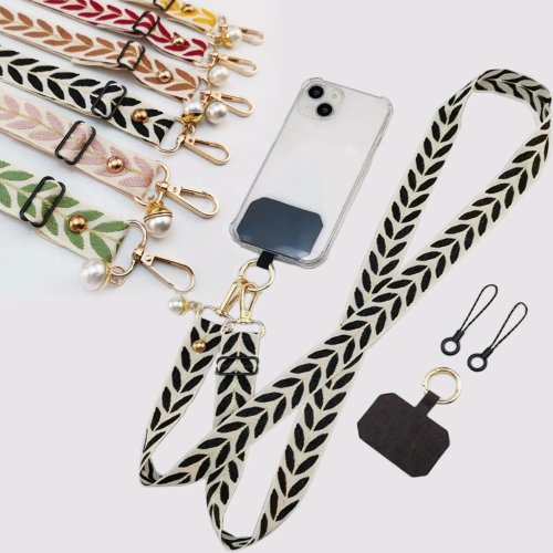 Bild von Einstellbare Lange Handy Lanyard Umhängetasche Karte Hals Schnur Clip Hängen Lanyard Perle Hängende Ornamente Charme Anti-verloren Lanyard