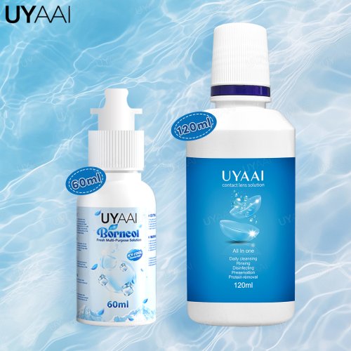 Zdjęcie UYAAI 60ML/120ML Płyn do czyszczenia soczewek kontaktowych, chłodzący, chroniący, delikatnie łagodzący, nawilżający, pielęgnujący zdrowie oczu