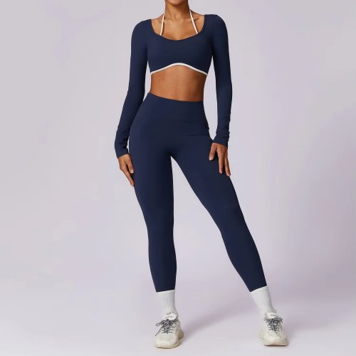 Immagine di Set Yoga Donna 2 Pezzi con Reggiseno Push-Up e Leggings – Abbigliamento Sportivo Fitness per Allenamenti in Palestra e Attività Cardio