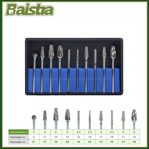Imagen de Kit de 10 Taladros Dentales de Carburo HP 2.35 mm, Caja Baistra para Pulido y Eliminación Universal, Esterilizable en Autoclave