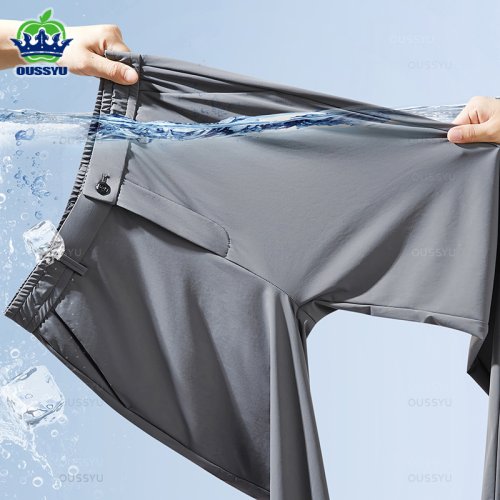 Image of Men's Casual Stretch Slim Fit Jogger Pants with Elastic Waistband – Korean-Style Business & Everyday Wear in Black and Gray