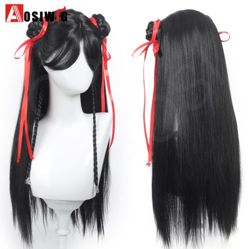 Imagen de Pelucas sintéticas largas y rectas de estilo antiguo chino antiguo, peluca de modelado Hanfu para Co...