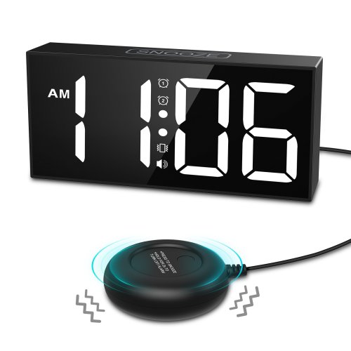 Bild von Oria Vibrationswecker mit 7,5-Zoll-LED-Display – Lauter Wecker mit Bettschüttler für schwere Schläfer und Hörgeschädigte