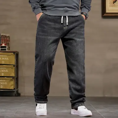 Image de Jeans Homme Grande Taille 8XL - Noir Élastique & Confortable