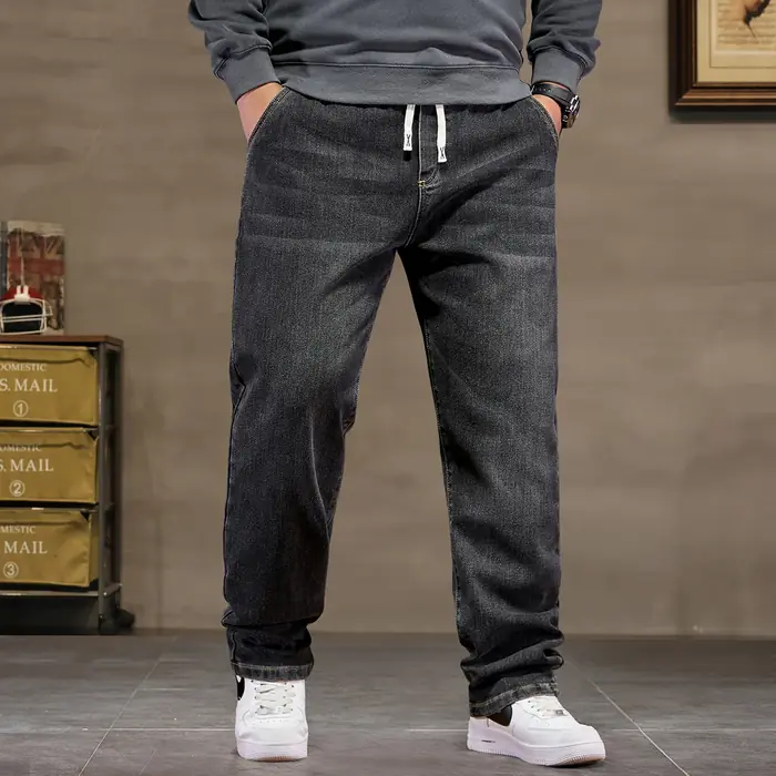 Image de Jeans Homme Grande Taille 8XL - Noir Élastique & Confortable