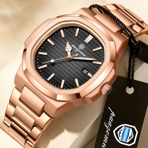 Zdjęcie Modne męskie zegarki Biznesowy zegarek kwarcowy ze stali nierdzewnej Kalendarz Data Męski Casual Sports Luminous Clock