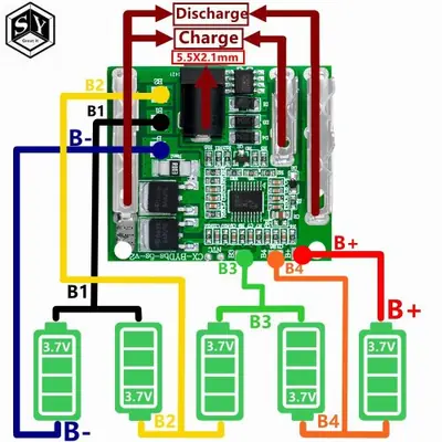 Image de Module BMS 5S 20A - Protection Batterie 18V/21V pour Outils Électriques