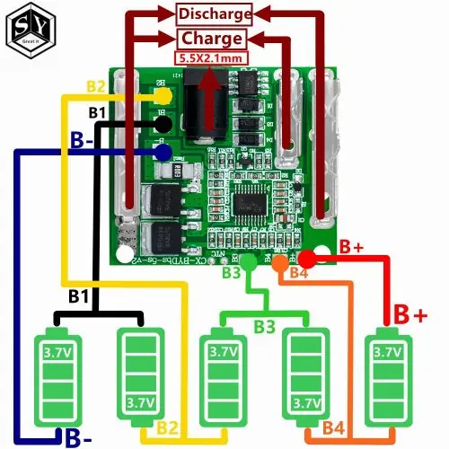 Image de Module BMS 5S 20A - Protection Batterie 18V/21V pour Outils Électriques