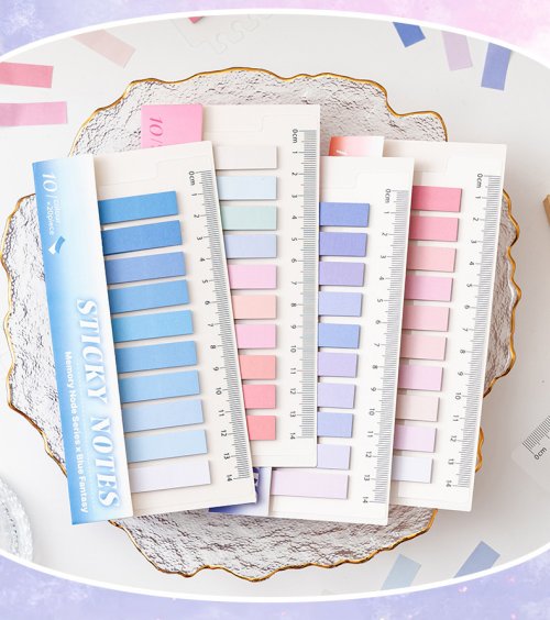 Image of Candy Color Gradient Sticky Notes with Ruler Edge – Adhesive Memo Pads for Office, School, and Creative Organization