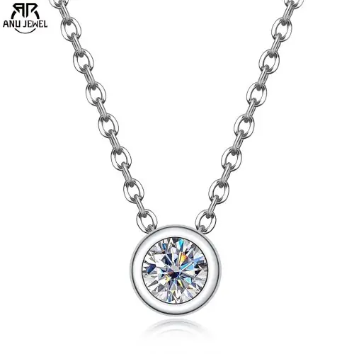 Image de Collier en Argent Sterling 925 avec Moissanite 0.3ct - Plaqué Or 18K