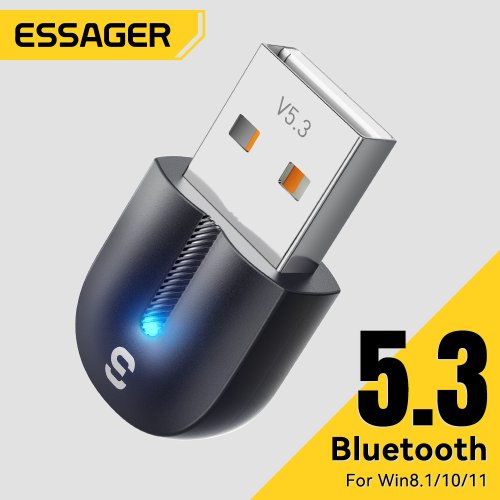 Afbeelding van Bluetooth 5.3 USB-adapter met draadloze verbinding voor PC, laptop, luidsprekers, audio-ontvanger, muis en toetsenbord – Eenvoudige setup en betrouwbare prestaties