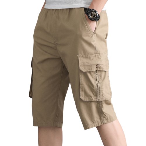 Immagine di Pantaloncini Casual Streetwear da uomo pantaloncini Cargo dritti larghi alla moda sotto il ginocchio pantaloncini da jogging in cotone pantaloni corti da uomo
