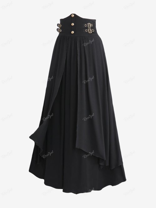 Immagine di Gonna Gotica Nero Plus Size con Cinturino e Fibbia