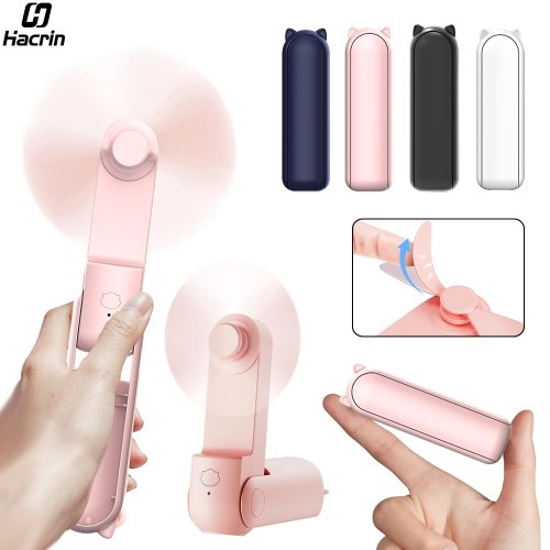Bild von Tragbarer Mini-Handventilator mit 2000mAh Powerbank – Kompakter, faltbarer Taschenlüfter mit USB-Akku für unterwegs und im Freien