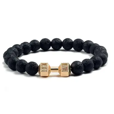Image de Bracelet Fitness en Pierre Volcanique Noir Mat