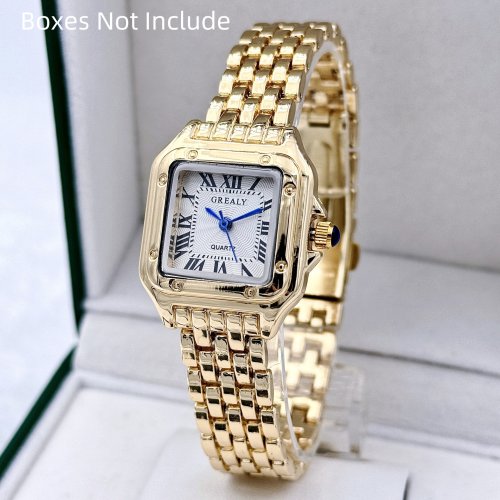 Imagen de Nuevo reloj para mujer, marca de lujo ligera, negocios, acero inoxidable dorado, relojes de cuarzo a la moda para mujer, reloj de pulsera para mujer