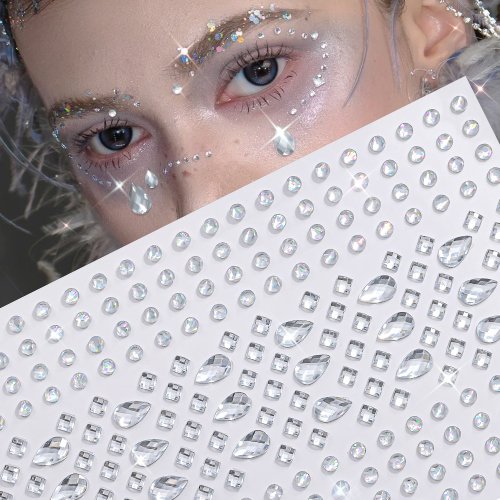 Immagine di Adesivo per strass con faccia a goccia olografica 3D Adesivo per tatuaggio con diamante in cristallo...