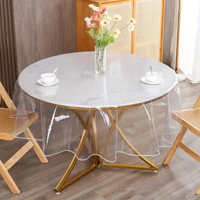 Image de Nappe Ronde Transparente Imperméable & Anti-Huile