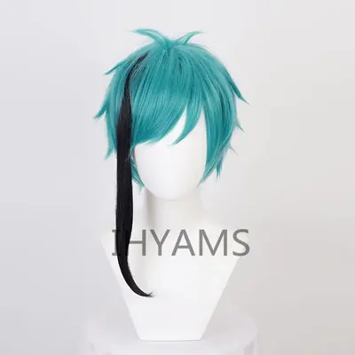 Image de Perruque Cosplay Floyd Twisted Wonderland - Noir Bleu Jade