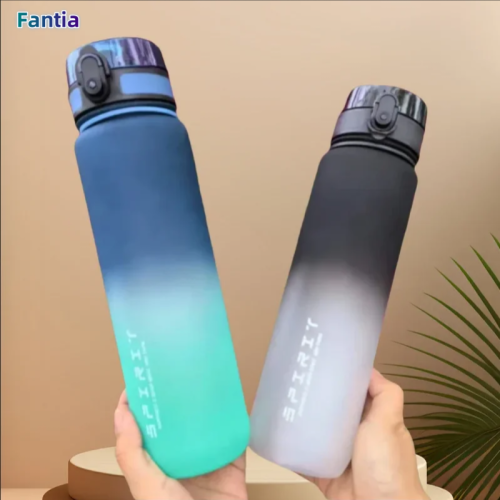 Imagen de Botella deportiva de gran capacidad de 500ML/650ML/1000ML, vasos de plástico reutilizables portátiles motivacionales a prueba de fugas, jarras de gimnasio para viajes al aire libre