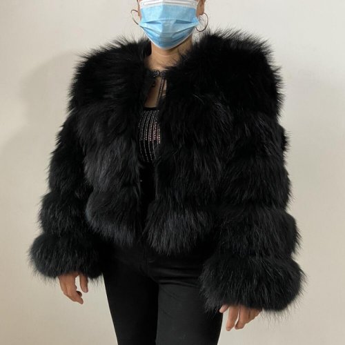 Image de Manteau en Fourrure de Ratons-Laveurs Véritables - Luxe & Chaleur Hivernale