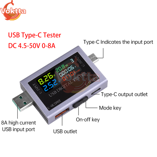 Bild von USB-C Tester mit Digitalanzeige – Prüfen Sie Spannung, Strom & Leistung