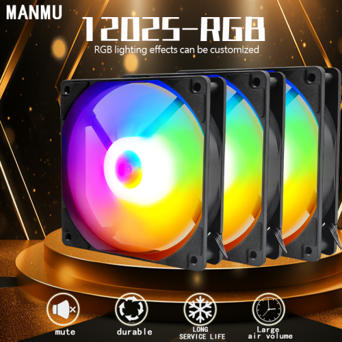 Afbeelding van 120 mm RGB Computer Ventilator met Regenboogverlichting voor Gaming PC – Hoge Koelcapaciteit en Stille Bediening