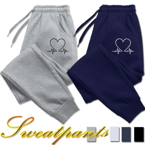 Image of Women's Heart-Printed Luxury Sweatpants – Comfortable Long Jogger Trousers for Casual, Sports, and Fitness Wear