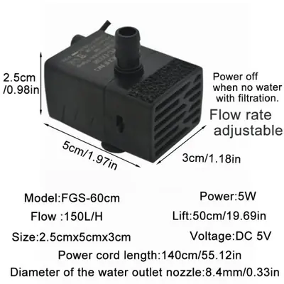 Image de Mini Pompe USB Silencieuse pour Aquarium & Fontaine Animale