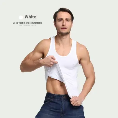 Image de Débardeur Homme Coton Blanc - Grande Taille & Absorbant