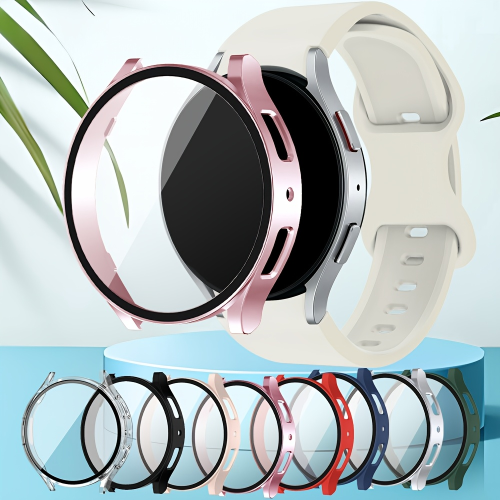 Zdjęcie Matowe, twarde etui PC z hartowanym szkłem ochronnym na ekran do Samsung Galaxy Watch 7 6 5 4 40mm 44mm, pełna ochrona, bumper.