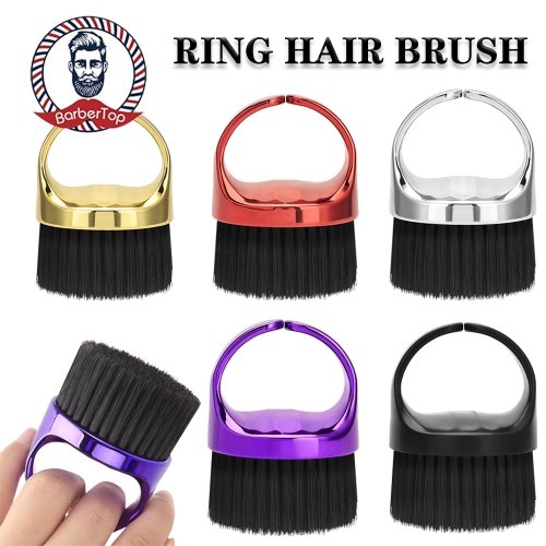 Image of Natural Soft Bristle Ring Neck Duster Brush for Barbers – Gentle Hair Cleaning & Loose Hair Removal Tool for Salon & Home Use