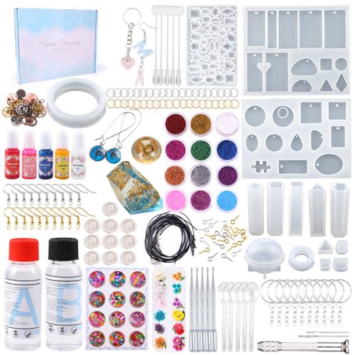 Image of Natural Silicone Mold Kit for Epoxy Resin Jewelry Making – DIY Earrings, Keychains & Accessories with Transparent Resin and Non-Toxic Supplies