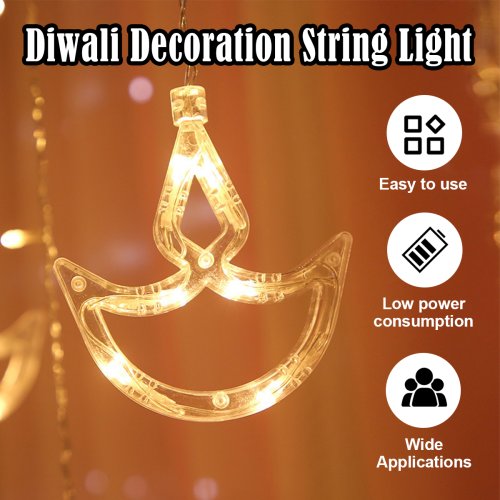 Immagine di Luce LED da Appendere per Diwali, Decorazione da Camera da Letto, Set di Luci Colorate Brillanti per Feste e Matrimoni, 2.5m - Decorazioni per Deepavali